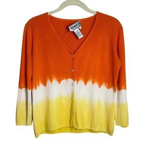 Vintage Joesph A. Orange & Yellow Tie-Dye Y2K Cardigan Top Women's Small